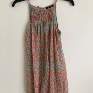 Blue and coral smock dress small